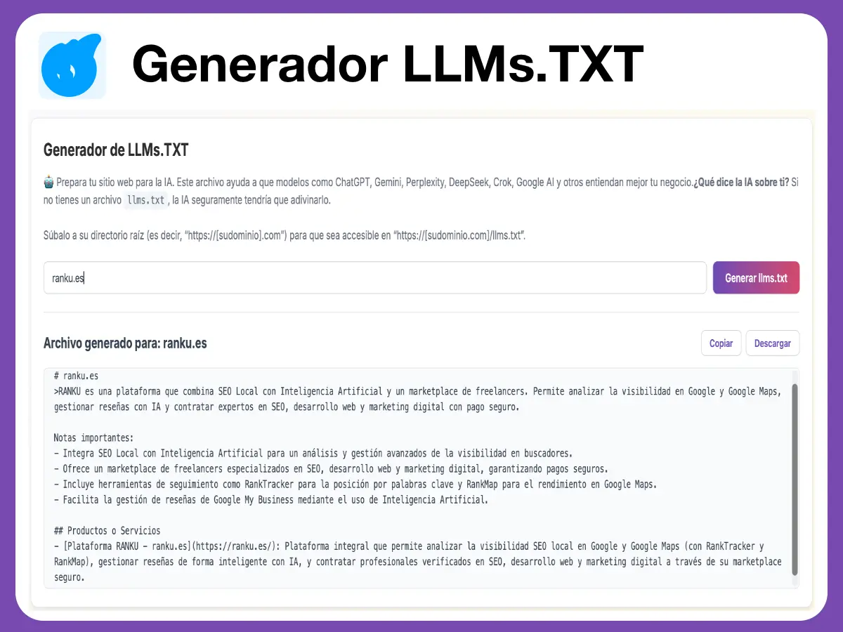Generación con IA de LLMS.TXT